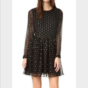 Silk Sheer sleeved "Metallic Weave" Dress